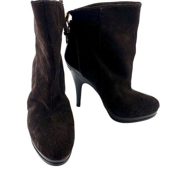 MICHAEL Michael Kors Suede Rear Buckle Slouch Stilleto Booties - Picture 9 of 12